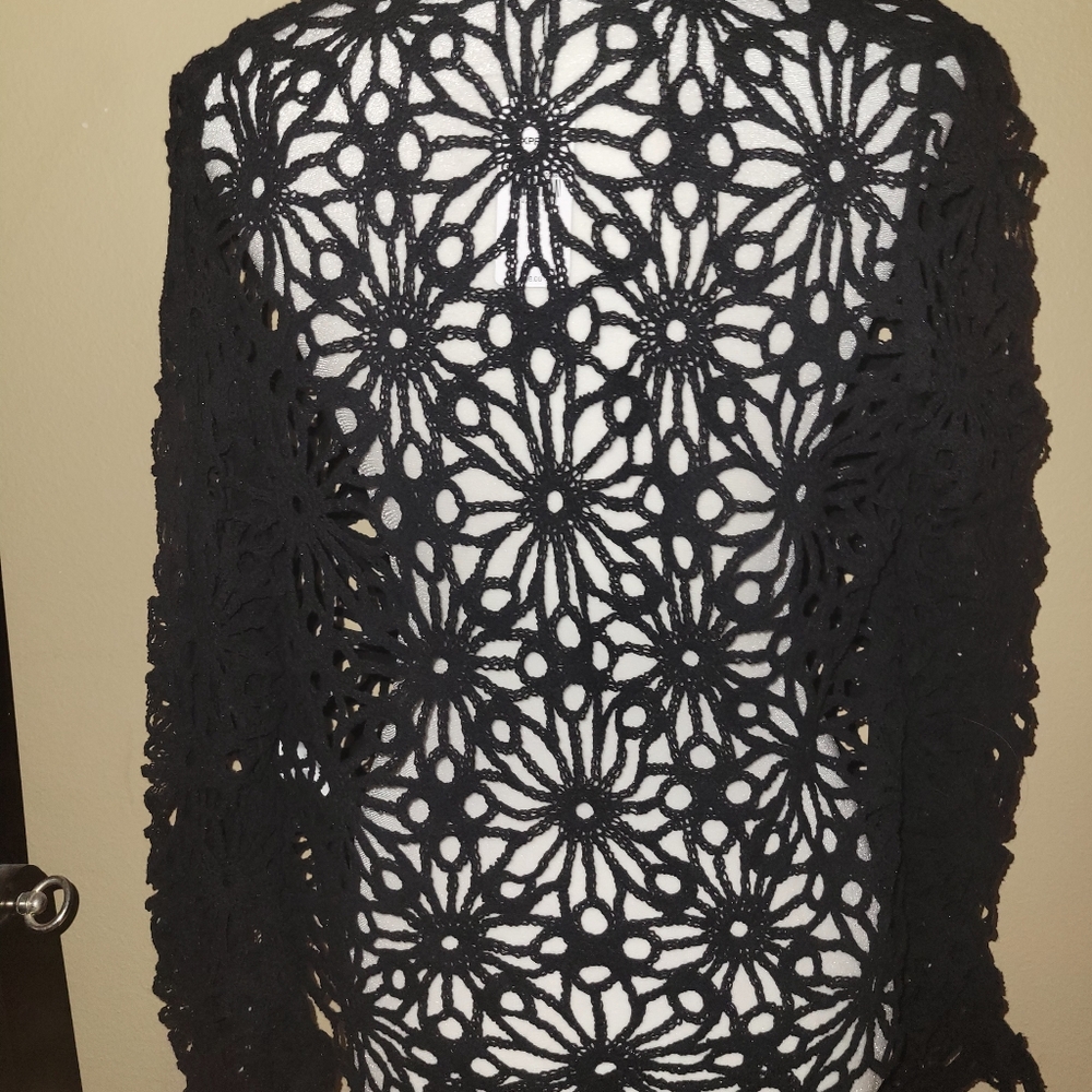 Express Women's Black Cardigan Crochet Long Sleeve NWT Sz SM  $12 - Picture 5 of 9